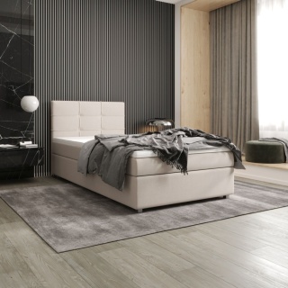 Łóżko pojedyncze do sypialni Fado 22 ze schowkiem na pościel, pikowane i stylowe