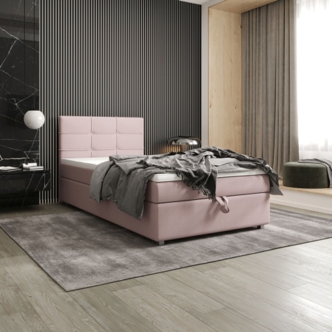 Łóżko pojedyncze do sypialni Fado 22 ze schowkiem na pościel, pikowane i stylowe