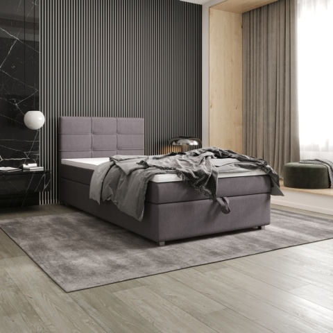 Łóżko pojedyncze do sypialni Fado 22 ze schowkiem na pościel, pikowane i stylowe