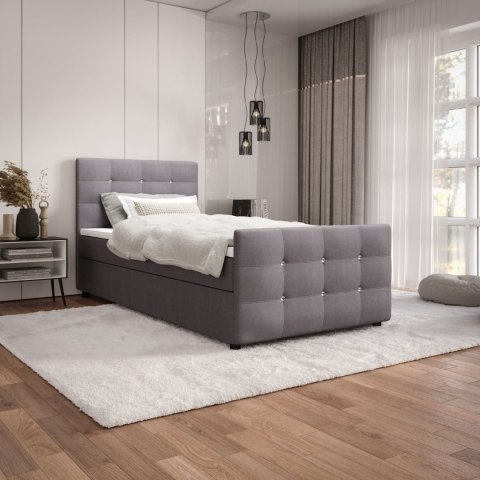 Łóżko pojedyncze do sypialni Kleo z pojemnikiem na pościel, stylowe i funkcjonalne