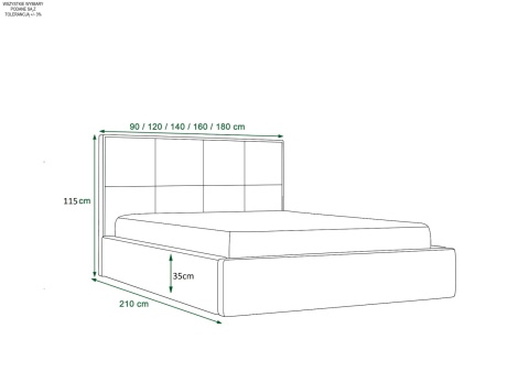 Łóżko podwójne z pojemnikiem na pościel Siena, do sypialni