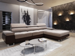 Narożnik do salonu z funkcją spania, Anton Mini Prawy, z pojemnikiem na pościel