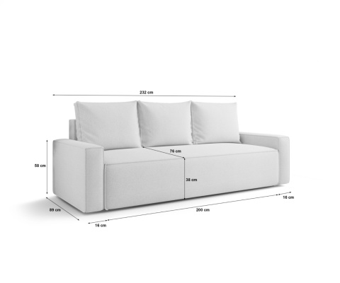 Sofa z pojemnikiem na pościel Savio, rozkładana , stylowa i funkcjonalna