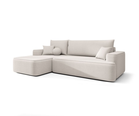 Sofa z funkcją spania Figo lewy, ze schowkiem na pościel